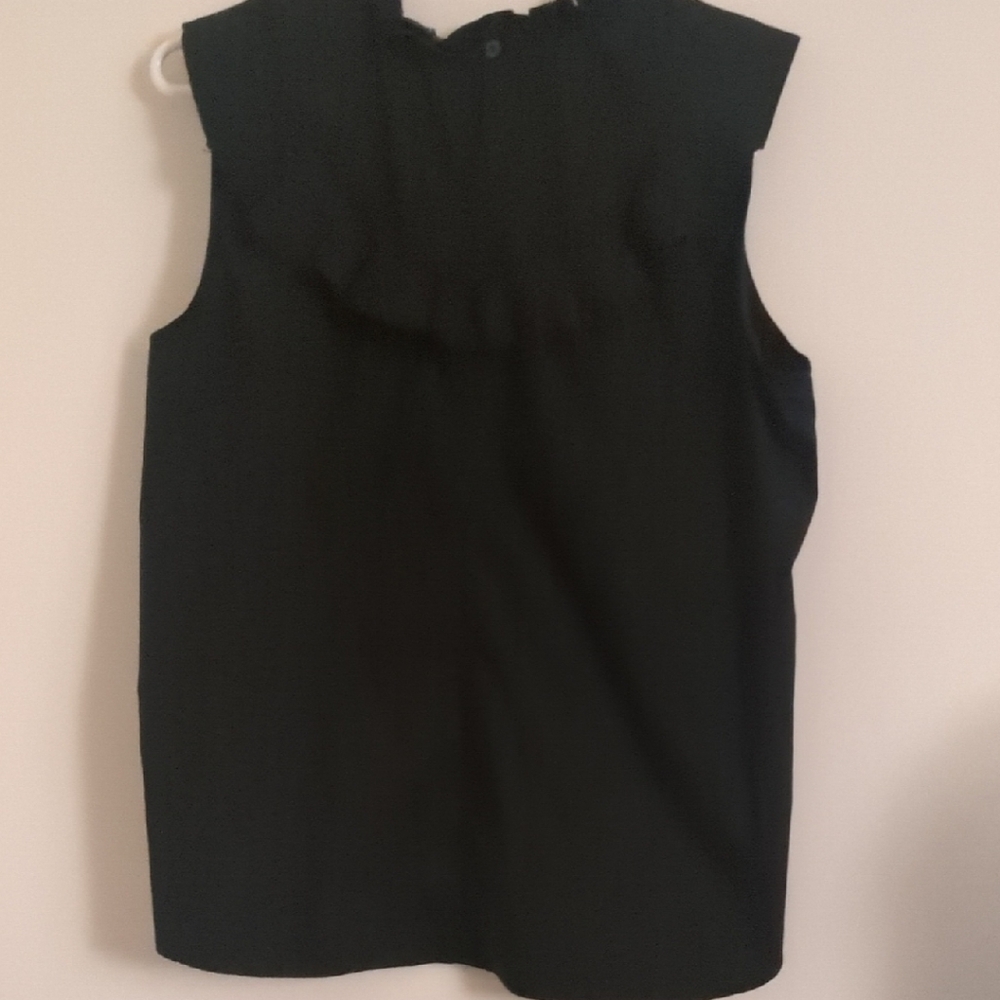 Halogen by Nordstom Black Ruffled Gathered Neck Sleeveless Blouse Size M - Picture 3 of 5